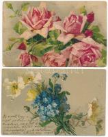 56 db RÉGI motívum képeslap vegyes minőségben: C. Klein csendélet virágokkal, művész / 56 pre-1945 m...