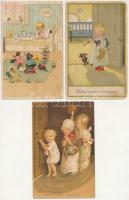 3 db RÉGI karácsonyi litho üdvözlő képeslap vegyes minőségben / 3 pre-1949 Christmas litho greeting postcards in mixed quality