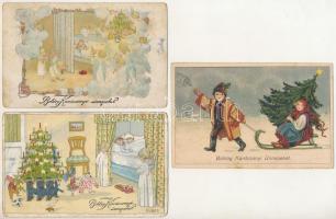 3 db RÉGI karácsonyi üdvözlő képeslap vegyes minőségben / 3 pre-1949 Christmas greeting postcards in mixed quality