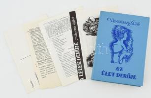 Vörösváry László: Az élet derűje. Vörösváry László (1908-1990) könyvkiadó által ALÁÍRT Bp., 1988, a szerző kiadása. Gózon Lajos illusztrációival. Kiadói nyl-kötés. A tételhez tartozik Vörösváry László 7 db könyvkiadással, műgyűjtéssel kapcsolatos reklám nyomtatványa.