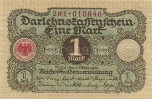 Német Birodalom / Weimari Köztársaság 1920. 1M (2x) egymás utáni sorszámokkal T:I