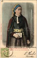 1903 Szász parasztmenyecske Erdélyből. Kézzel festve / Transylvanian Saxon folklore - hand coloured. TCV card (EK)