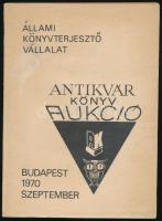 ÁKV antikvár könyv aukció. Aukciós katalógus. Bp., 1970., ÁKV. Kiadói papírkötés, néhány lapon a leütési árakkal (11-33,44-52.)