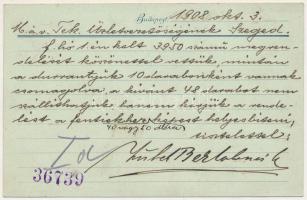 1908 Zubek Bertalan és Társa fegyver, vadászati, halászati és sportcikkek raktára. Budapest V. Múzeu...