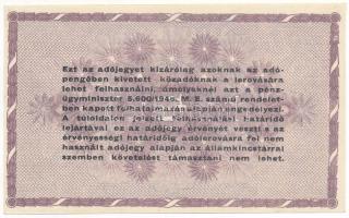 1946. 100.000AP sorszám és vízjel nélkül, hátoldalán "5600/1946" rendeletszámmal T:AU
Ada...