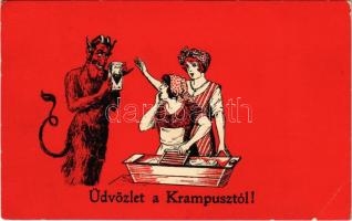 Üdvözlet a Krampusztól / Krampus with ladies. C. H. W. VIII/2. 2507-19. (EB)