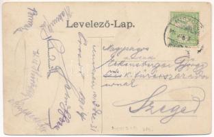 1914 Miskolc, Városház tér, piac. Boldog újévet! Szecessziós üdvözlő montázs (EK)