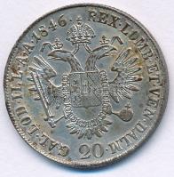 1846E 20kr Ag "V. Ferdinánd" T:AU,XF patina 
Hungary 1846E 20 Kreuzer Ag "Ferdinand ...