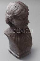 Herendi Széchényi Ferenc büszt, szürkére festett bisquit porcelán, jelzett, Tamás Ákos formaterve hi...