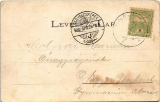 1906 Katalinfalva, Kathreinfeld, Katareinfeld, Ravni Topolovac; Röm. kath. Kirche, Gemeindehaus, Maj...