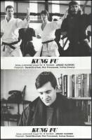 cca 1989 előtt készült, ,,Kung fu" című lengyel film jelenetei és szereplői, 8 db vintage produkciós filmfotó (vitrinfotó, lobbyfotó) ezüst zselatinos fotópapíron, a használatból eredő (esetleges) kisebb hibákkal, 18x24 cm