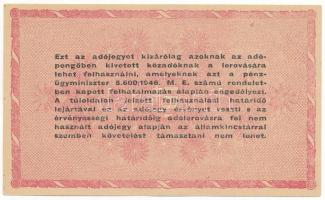 1946. 1.000.000AP 6 jegyű sorszámmal, hátoldalon fordított címerrel és "amelyeknek" elírás...