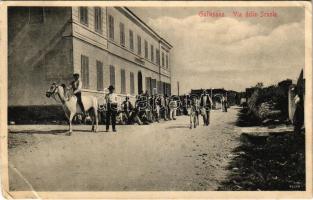 Galizana, Gallesano; Via delle Scuole / street view, school. Dep. Giovanni Fabris, Fot. R. Marincovich + "K.u.k. Sappeurbataillon Nr. 6. 3. Kompagnie" (EB)