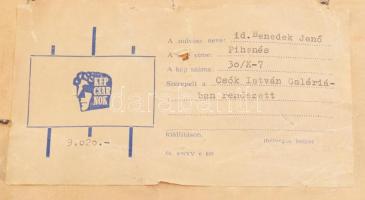 id. Benedek Jenő (1906-1987): Pihenés. Olaj, vászon, jelzett. Sérült. Hátoldalán Képcsarnok Vállalat...