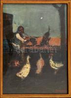 id. Benedek Jenő (1906-1987): Pihenés. Olaj, vászon, jelzett. Sérült. Hátoldalán Képcsarnok Vállalat...