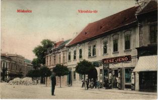 Miskolc, Városház tér, Merényi Lajos ezelőtt Hesz Jenő üzlete, útépítés