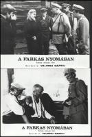 cca 1989 előtt készült, ,,A farkas nyomában" című szovjet film jelenetei és szereplői, 13 db vintage produkciós filmfotó (vitrinfotó, lobbyfotó) ezüst zselatinos fotópapíron, a használatból eredő (esetleges) kisebb hibákkal, 18x24 cm