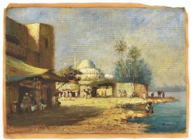 Veress Géza (1899-1970): Keleti táj. Olaj, karton, jelzett. 24x34 cm