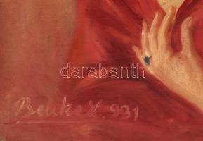 Benke László (1903-1983): Art deco hölgy portréja, 1931. Olaj, karton. Jelezve balra lent. Hátoldalá...