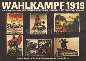 cca 1969 Wahlkampf 1919. Verkaufsausstellung von politischen Plakaten der 1. Republik in der Galerie Walfischgasse. Kiállítási plakát, hajtva, 42x59,5 cm