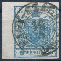 1850 9kr HP I. ívszéli nyomat 5 mm ívszéllel / with 5 mm margin "NAGY-SZALATNA". Certificate: Strakosch