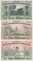 Németország / Weimari Köztársaság / Bonn 1923. 1.000.000M + 5.000.000M + 10.000.000M mindhárom lyuka...