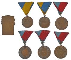 1935-1936. 7db-os tenisz sport díjérem és plakett tétel, a díjérmek mind szalagon T:XF