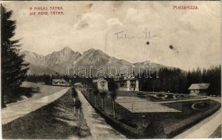 Matlárháza, Matliary, Tatranské Matliare (Magas-Tátra, Vysoké Tatry); teniszpálya, villa. Divald Károly Fia / tennis court, villa (fa)