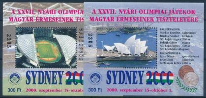 2000/70-71 Sydney nyári olimpia magyar érmesei emlékív pár azonos sorszámmal (2205)