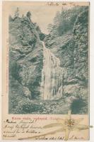 1901 Blatnicai-völgy, Blatnická dolina (Turóc, Turiec); Kozia skala, vodopád / vízesés. Sochán P. 114. Valódi szárított havasi gyopárral / waterfall. Real dried edelweiss flower