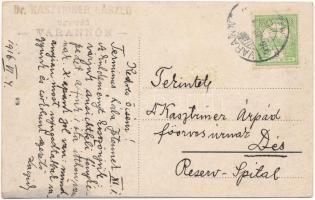 1916 Varannó, Vranov nad Toplou; Fő utca, üzlet. Dr. Kasztriner László ügyvéd bélyegzése és saját le...