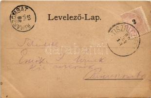 1899 (Vorläufer) Tiszolc, Tisovec; M. kir. vasgyár, látkép, Evangélikus templom, M. kir. állami isko...