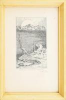 Varga jelzéssel: In memoriam Balaton, 1972. Rézkarc, papír. Kiss Dénes költőnek szóló autográf ajánd...