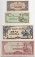 Mianmar / Japán megszállás DN (1942-1944) 1/4R-10R (4xklf) T:AU Myanmar / Japanese Occupation ND (1942-1944) 1/4 Rupee - 10 Rupees (4xdiff) C:AU