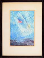 Büki Attila (1948-): Kiss Dénes WS Mester-kérdései c. verse nyomán. Akvarell, papír. Jelzett. 34x24 ...