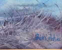 Büki Attila (1948-): Kiss Dénes WS Mester-kérdései c. verse nyomán. Akvarell, papír. Jelzett. 34x24 ...