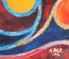 Riez Adalbert Béla (1901-?): Absztrakt kompozíció. Olaj, papír. Jelzett. Üvegezett fakeretben. 50x35...