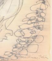 Macskássy Izolda (1945-2021): Nő a tájban. Vegyes technika, selyem, jelzett. Üvegezett fakeretben. 3...