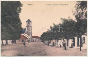 1915 Bazin, Bösing, Bözing, Pezinok; Gróf Széchenyi István utca. Kautny Ferenc kiadása / street view (ázott sarkak / wet corners)