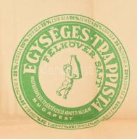cca 1950 Egységes trappista félkövér sajt, Nagybudapesti Tejértékesítő Nemzeti Vállalat Bp. csomagol...