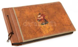 cca 1920-1970 Régi családi fotóalbum, kb. 180-200 fotóval. Haránt-alakú fotóalbumban, változó állapo...