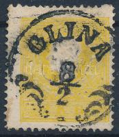 1858 2kr II., sötétsárga, szögfejbenyomat (ezen az értéken ritka) / dark yellow, plate flaw "GLINA"