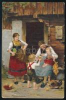 cca 1910 Bp., Kálvin tér, Gyógyszertár a ,,Magyar Koronához" reklámlap színes litho illusztráci...