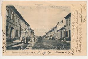 1903 Beszterce, Bistritz, Bistrita; Beutlergasse. Verlag von Th. Botschar / utca, csatorna építés / street, sewer construction (EB)