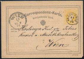 1876 2kr díjjegyes levelezőlap / PS-card "UNGAR-BROD" - "WIEN"