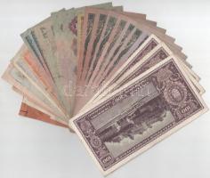 22db-os vegyes pengő, inflációs pengő bankjegy tétel 3db kötegelővel, közte 1946. 10.000.000AP T:F-G