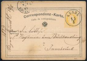 1873 2kr díjjegyes levelezőlap / PS-card "KUNDL" - Innsbruck