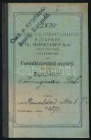 1904-1908 Bp., ,,Zion" Önsegélyező- és Jótékonysági Egylet cselédbiztosítási osztály tagsági könyv, bejegyzésekkel