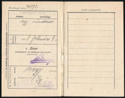 1904-1908 Bp., ,,Zion" Önsegélyező- és Jótékonysági Egylet cselédbiztosítási osztály tagsági kö...