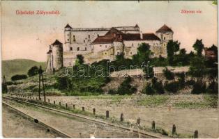 1908 Zólyom, Zvolen; vár, vasútvonal / castle, railway line (b)